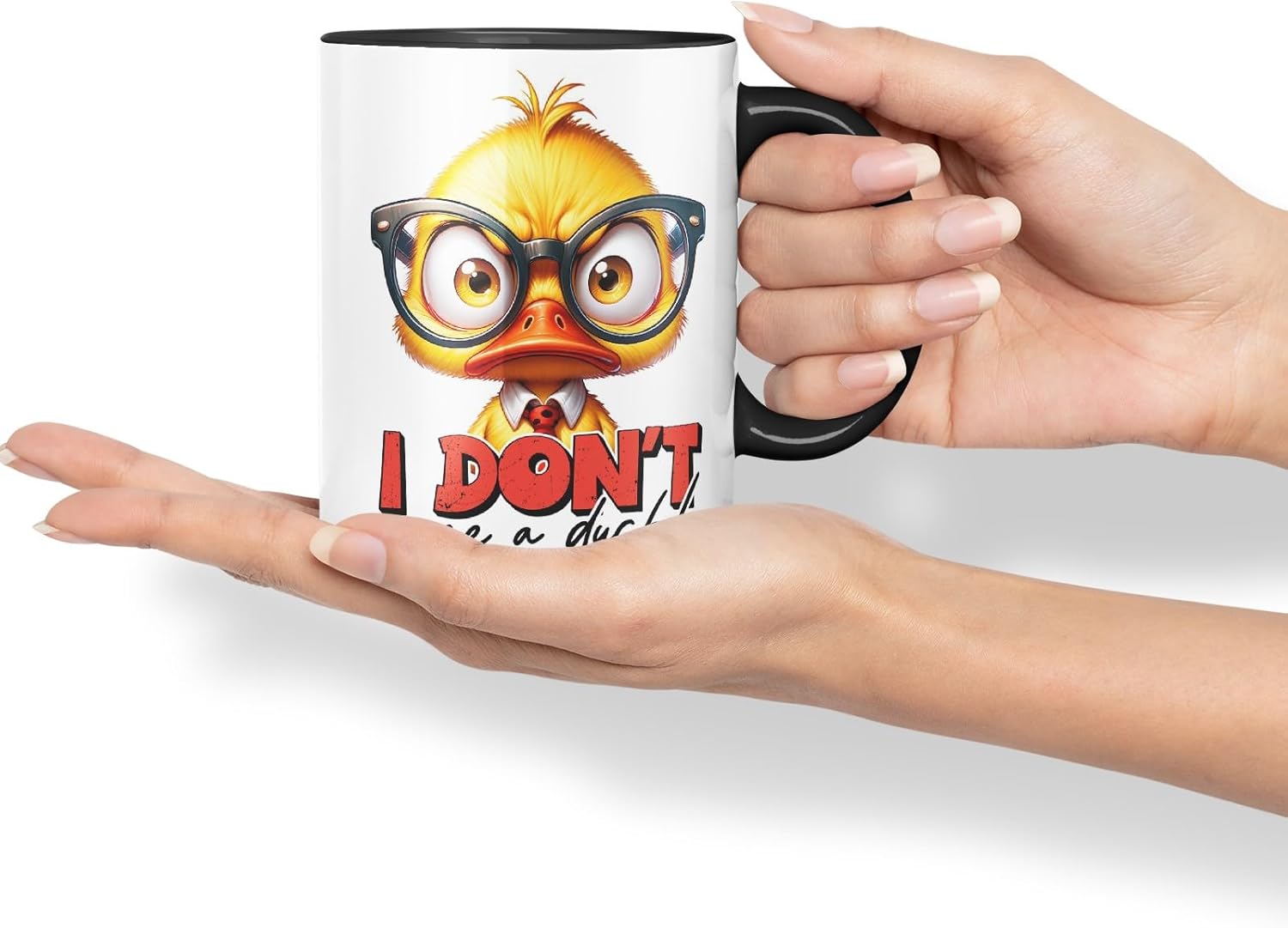 Vixar I Don’t Give a Duck! Coloured Ceramic Mug Cup 11oz Funny Sarcastic Gift (Black)