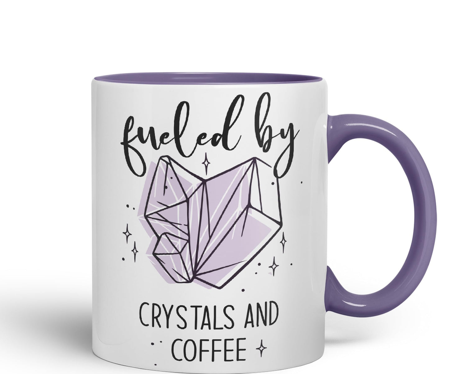 Fueled by Crystals Sugar and Coffee Sarcastic Joke Ceramic Coloured Mug Cup for Tea Coffee Hot Brew 330ml 11Oz