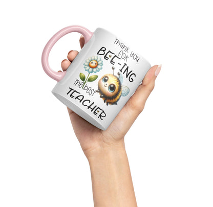 Teacher Thank You for Bee-ing The best teacher Ceramic Coloured Mug Cup for Tea Coffee Hot brew 330ml 11Oz
