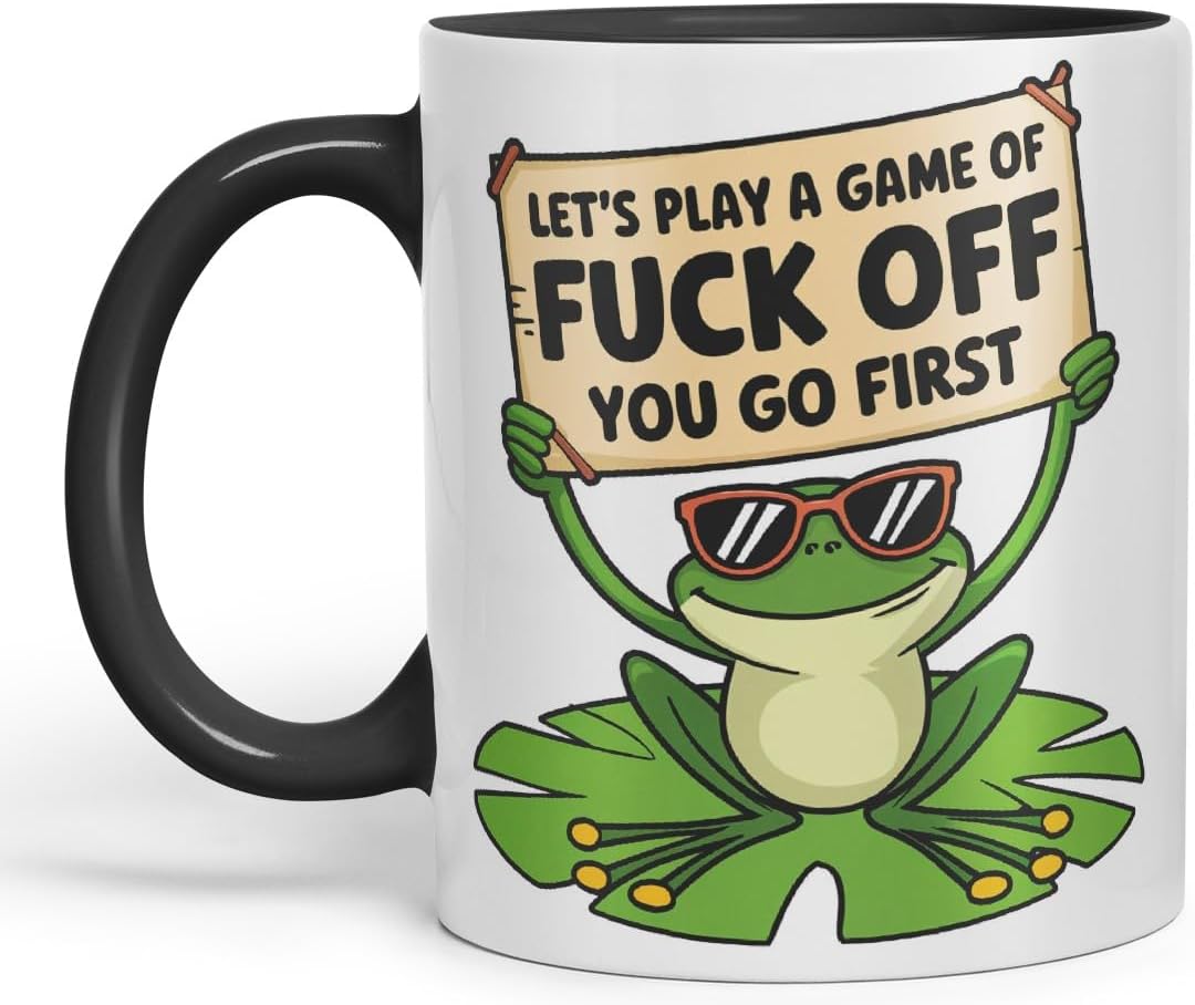 Vixar Let’s Play a Game of F*ck Off – You Go First – Coloured Ceramic Mug Cup Gift, 11oz (Black)