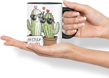 Vixar I’m Stuck On You – Coloured Ceramic Mug Cup Gift, 11oz (Black)