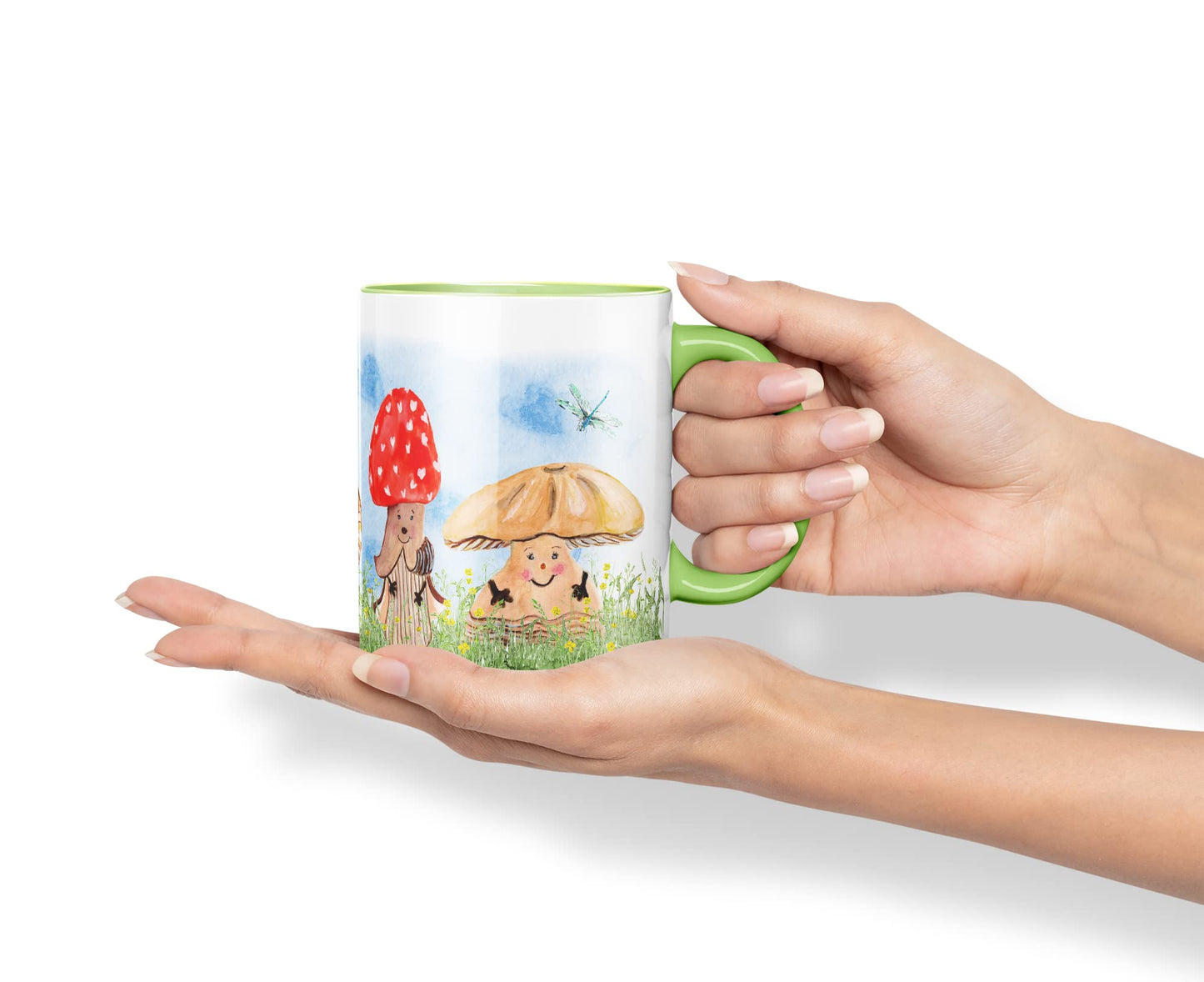 Vixar Mushrooms Red Wild Watercolour Art Coloured Mug Cup Gift Birthday Work Office Tea Coffee
