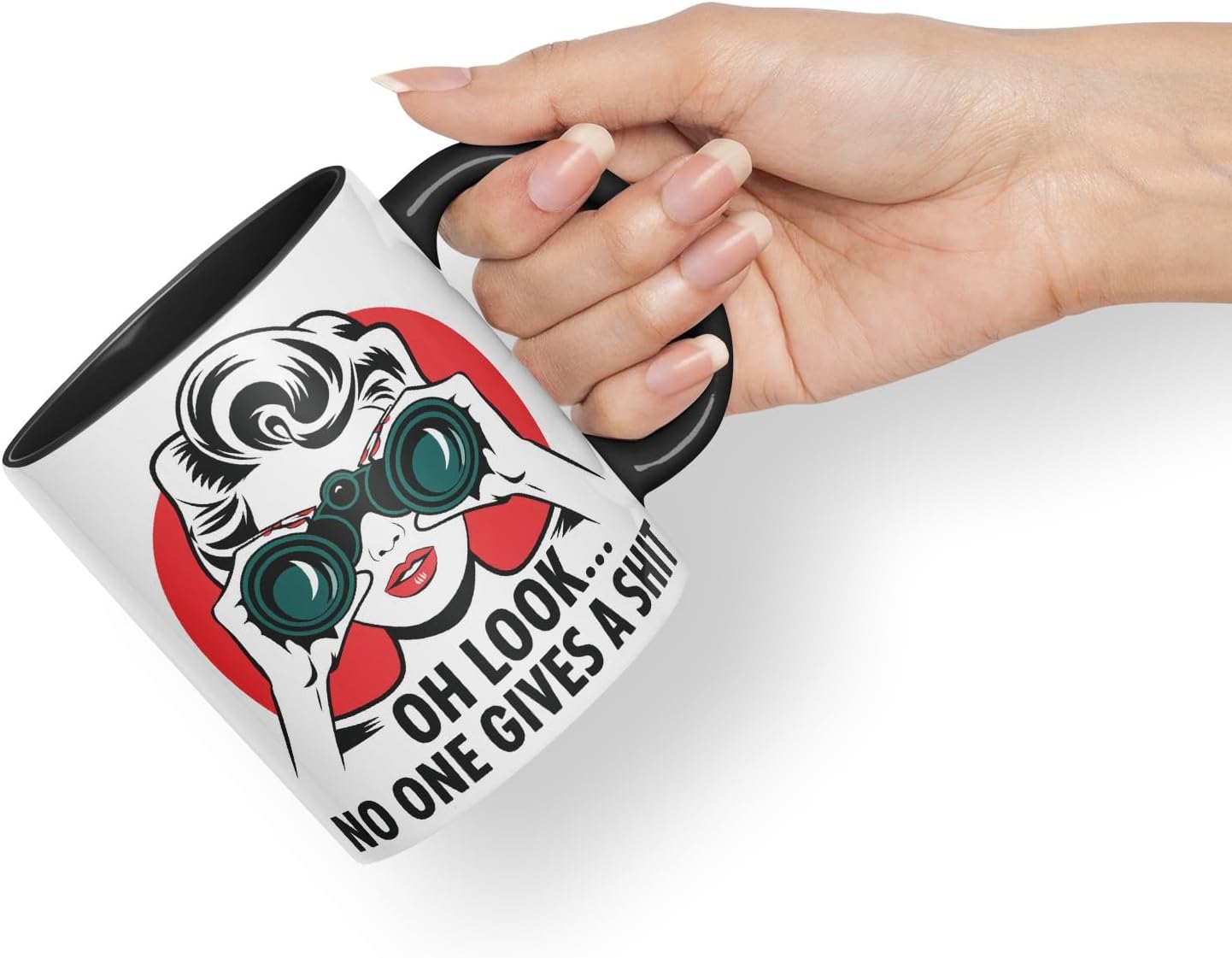 Vixar Oh Look… No One Gives a S** Sarcastic Cow Coloured Ceramic Mug Cup Gift, 11oz (Black)
