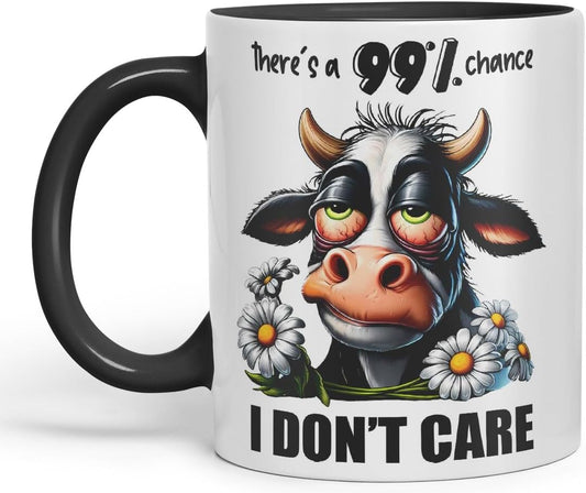 Vixar There’s a 99% Chance I Don’t Care Coloured Ceramic Mug Cup 11oz Funny Sarcastic Gift (Black)