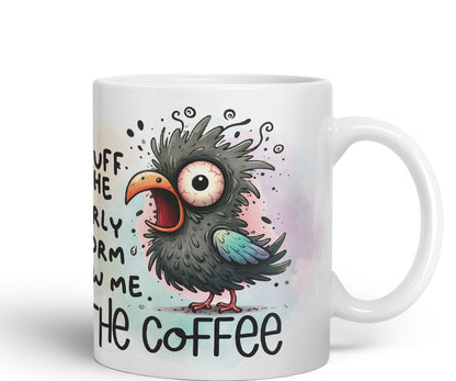 Vixar Stuff The Early Worm Show Me The Coffee Bird Coloured Ceramic Mug Cup Gift, 11oz (Black)