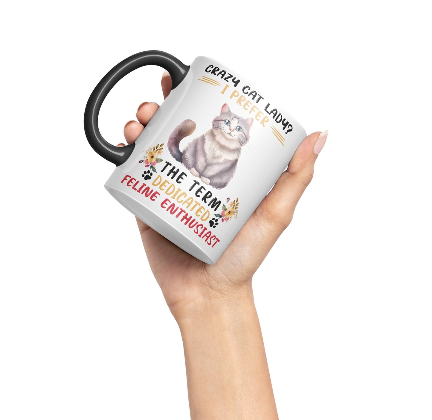 Vixar Crazy Cat Lady? I Prefer Sarcastic Joke Ceramic Coloured Mug Cup for Tea Coffee Hot Brew 330ml 11Oz