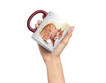 Vixar Squirrel Wildlife Natural Animals Watercolour Art Coloured Mug Cup Gift Birthday Work Office Tea Coffee