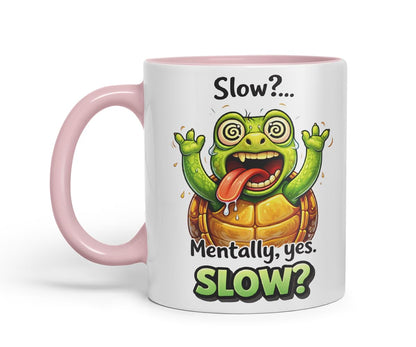 Vixar Slow Mentally Yes Slow Turtle Coloured Ceramic Mug Cup Gift, 11oz (Black)