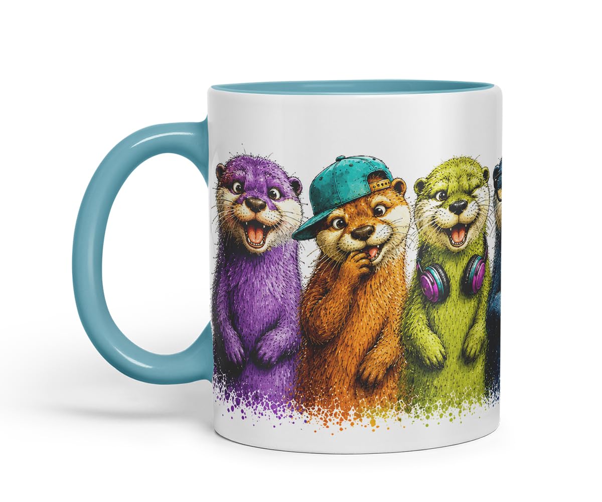 Vixar Otter Mug – Cute Otter Coloured Ceramic Mug Cup Gift, 11oz (Black)