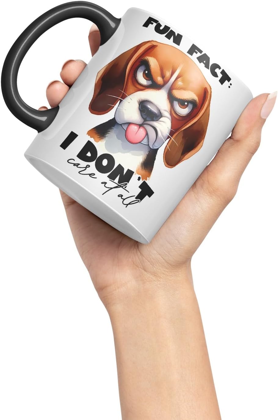 Vixar Fun Fact: I Don’t Care at All Dog Coloured Ceramic Mug Cup 11oz Funny Sarcastic Gift (Black)