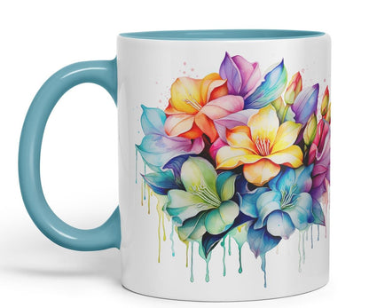 Vixar Gardenia Classic Floral Mug Coloured Ceramic Mug Cup Gift, 11oz (Gold Yellow)