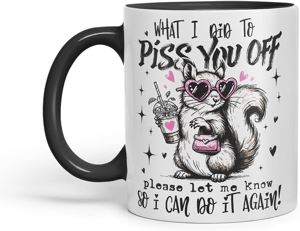 Vixar Funny Skunk Sarcastic Mug – Coloured Ceramic Mug Cup Gift, 11oz (Black)