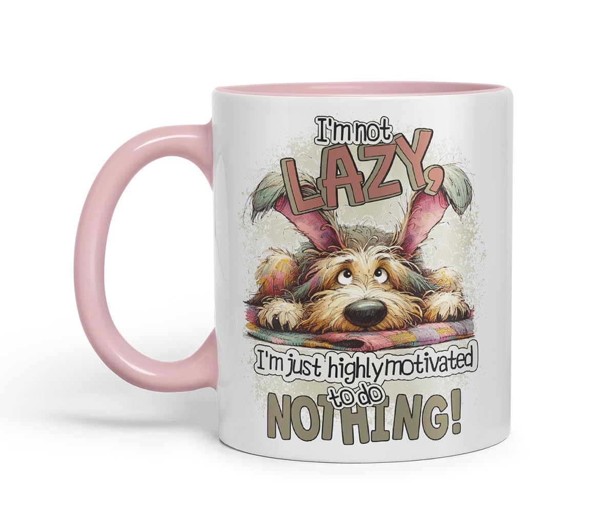 Vixar I'm Not Lazy I'm Just Highly Motivated to Do Nothing Funny Dog Dogs – Coloured Ceramic Mug Cup Gift, 11oz (Black)
