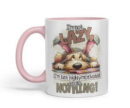 Vixar I'm Not Lazy I'm Just Highly Motivated to Do Nothing Funny Dog Dogs – Coloured Ceramic Mug Cup Gift, 11oz (Black)