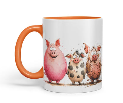 Vixar Funny Pig Mug – Cute Pig Coloured Ceramic Mug Cup Gift, 11oz (Black)