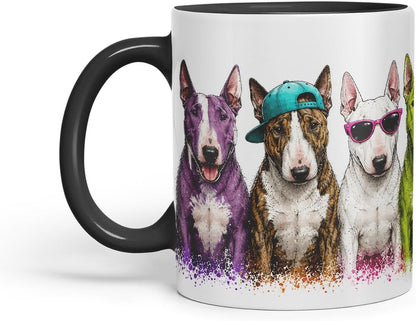 Vixar English Bull Terrier Dog Mug – Cute Bull Terrier Coloured Ceramic Mug Cup Gift, 11oz (Black)