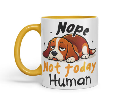 Vixar Nope. Not Today, Human Beagle Dog Mug – Coloured Ceramic Mug Cup Gift, 11oz (Black)