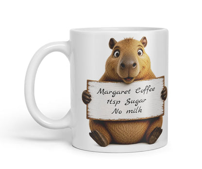 Vixar Personalised Capybara Mug with Name or Custom Message – Cute Animal Coloured Ceramic Mug Cup Gift, 11oz (Black)