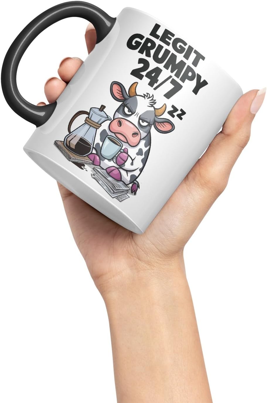 Vixar Legit Grumpy 24/7 – Coloured Ceramic Mug Cup Gift, 11oz (Black)