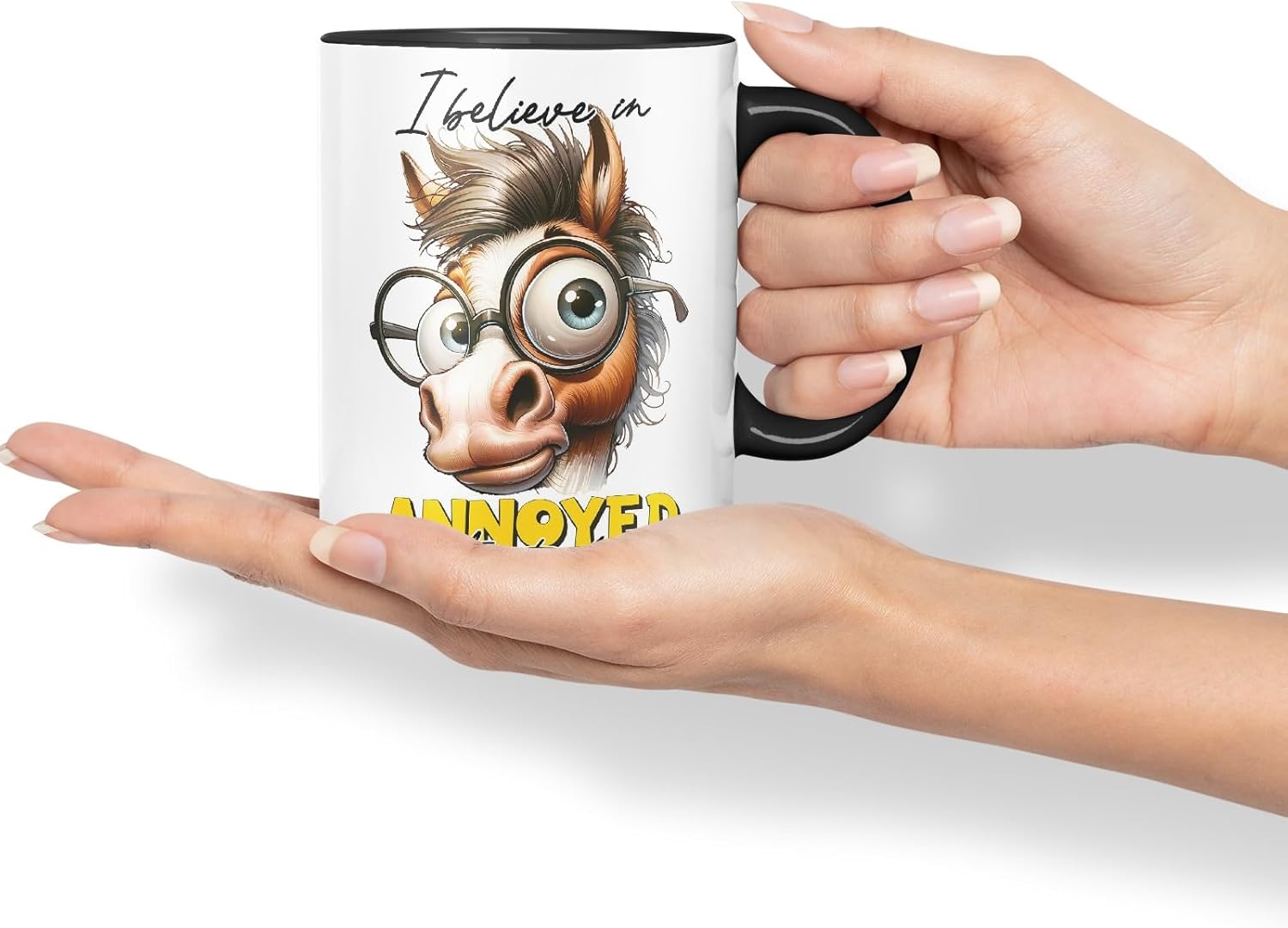 Vixar I Believe in Annoyed at First Sight Coloured Ceramic Mug Cup 11oz Funny Sarcastic Gift (Black)