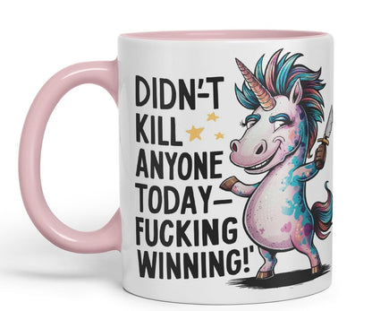 Vixar Didn’t *** Anyone Today – Winning (Unicorn) – Coloured Ceramic Mug Cup Gift, 11oz (Black)