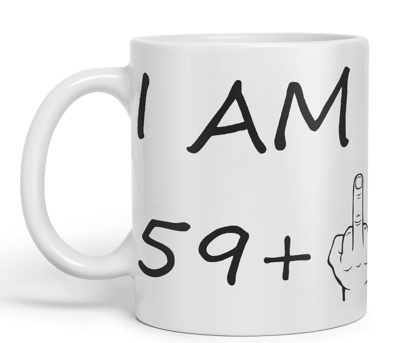 Vixar I am 59 + 1 Man Male Hand Ceramic 330 ml, 11oz Coloured Mug Cup Gift Coffee Tea Happy Birthday Turning 60 Years Old as a Joke Celebration 60th Birthday Gift idea