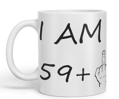 Vixar I am 59 + 1 Man Male Hand Ceramic 330 ml, 11oz Coloured Mug Cup Gift Coffee Tea Happy Birthday Turning 60 Years Old as a Joke Celebration 60th Birthday Gift idea