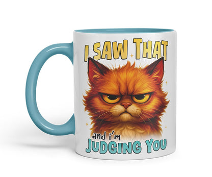 Vixar I Saw that and I'm Judging You Funny Cat Mug – Coloured Ceramic Mug Cup Gift, 11oz (Black)