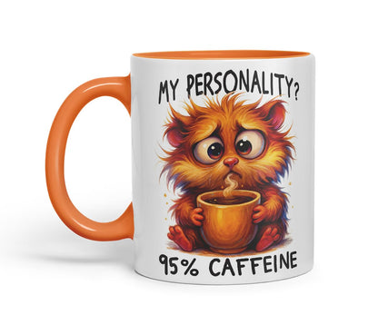 Vixar My Personality 95 Percent Caffeine Funny Cat Mug – Coloured Ceramic Mug Cup Gift, 11oz (Black)