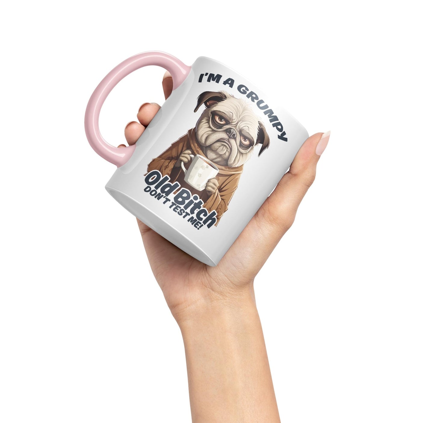 I'm A Grumpy Old Bitch Don’t Test me! Joke sarkasm Sarcastic Ceramic Coloured Mug Cup for Tea Coffee Hot Brew 330ml 11Oz Gift