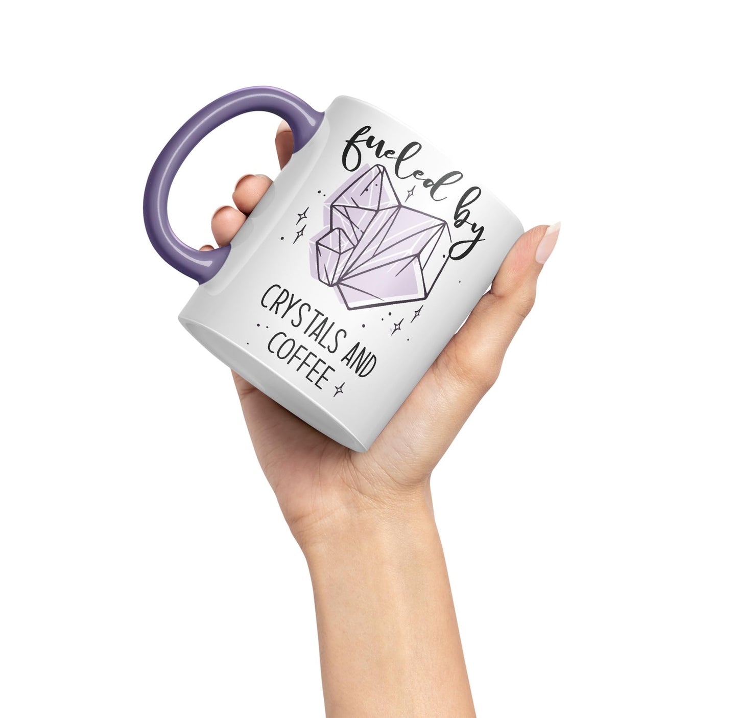 Fueled by Crystals Sugar and Coffee Sarcastic Joke Ceramic Coloured Mug Cup for Tea Coffee Hot Brew 330ml 11Oz