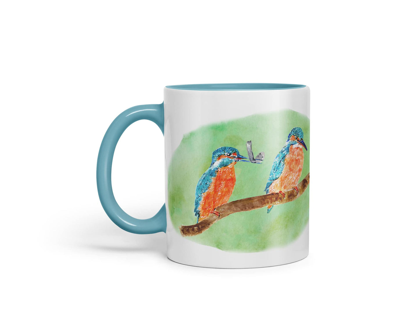 Vixar King Fisher Kingfisher Pair Bird Animals Watercolour Art Coloured Mug Cup Gift Birthday Work Office Tea Coffee