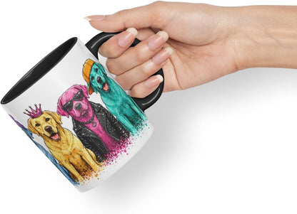 Vixar Labrador Retriever Dog Mug – Cute Labrador Coloured Ceramic Mug Cup Gift, 11oz (Black)