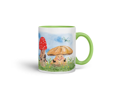 Vixar Mushrooms Red Wild Watercolour Art Coloured Mug Cup Gift Birthday Work Office Tea Coffee