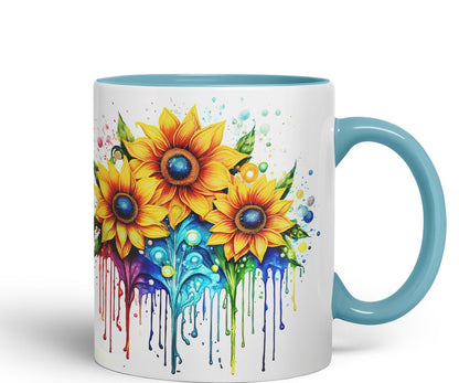 Vixar Sunflower Sunny Day Mug Coloured Ceramic Mug Cup Gift, 11oz (Gold Yellow)