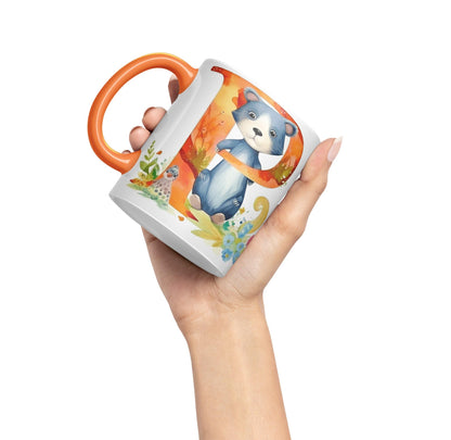 Letter P mug, Animals Alphabet Letter P Monogram animal for kids Ceramic Coloured Mug Cup for Tea Coffee Hot brew 330ml 11Oz Gift