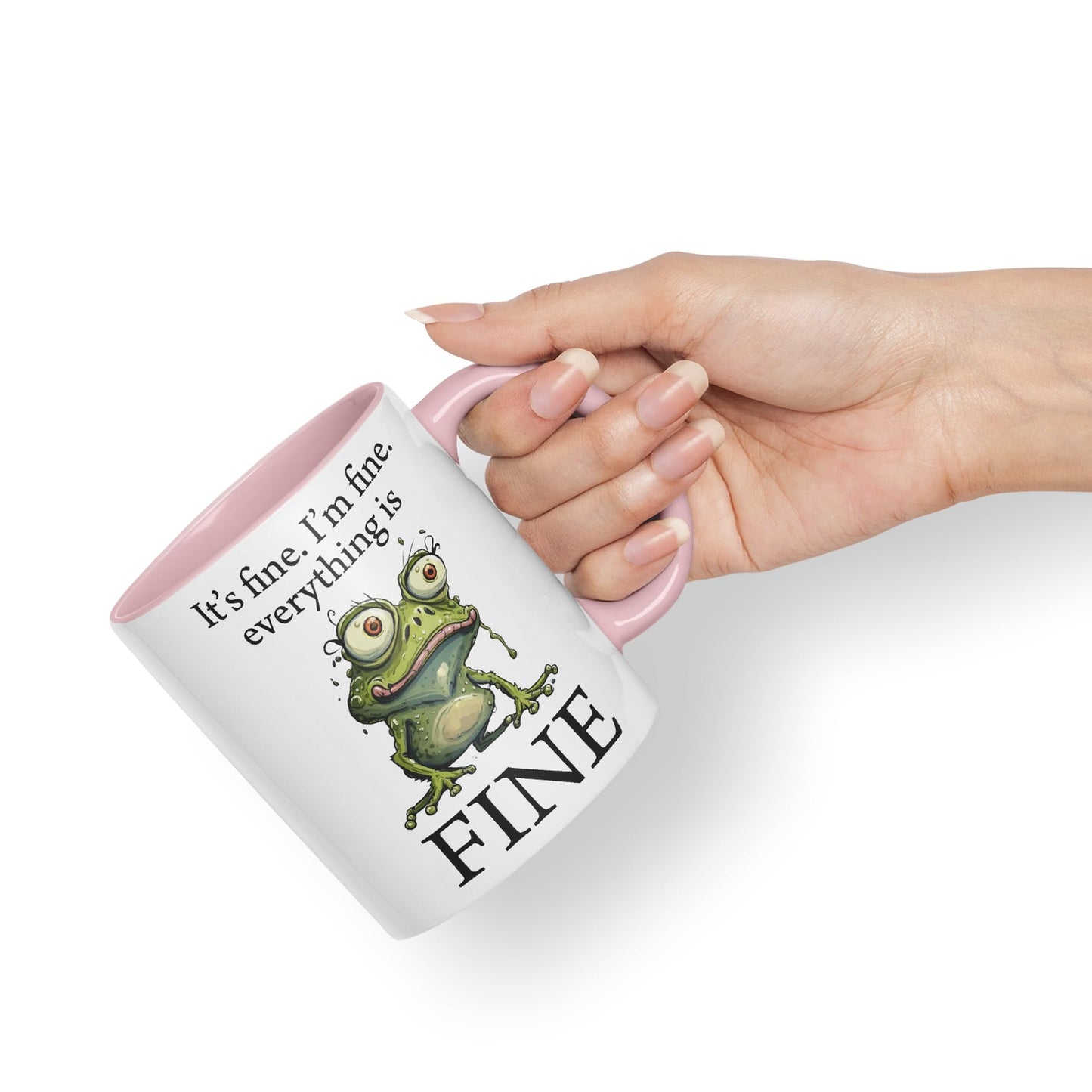Vixar Frog It's fine I'm fine Everything is fine Joke Sarcastic Ceramic Mug Coloured Mug Cup Gift Tea Coffee Christmas
