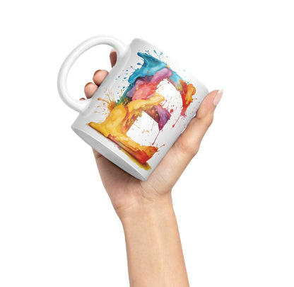 Letter E mug, Alphabet Letter E Monogram watercolour Ceramic Coloured Mug Cup for Tea Coffee Hot brew 330ml 11Oz Gift