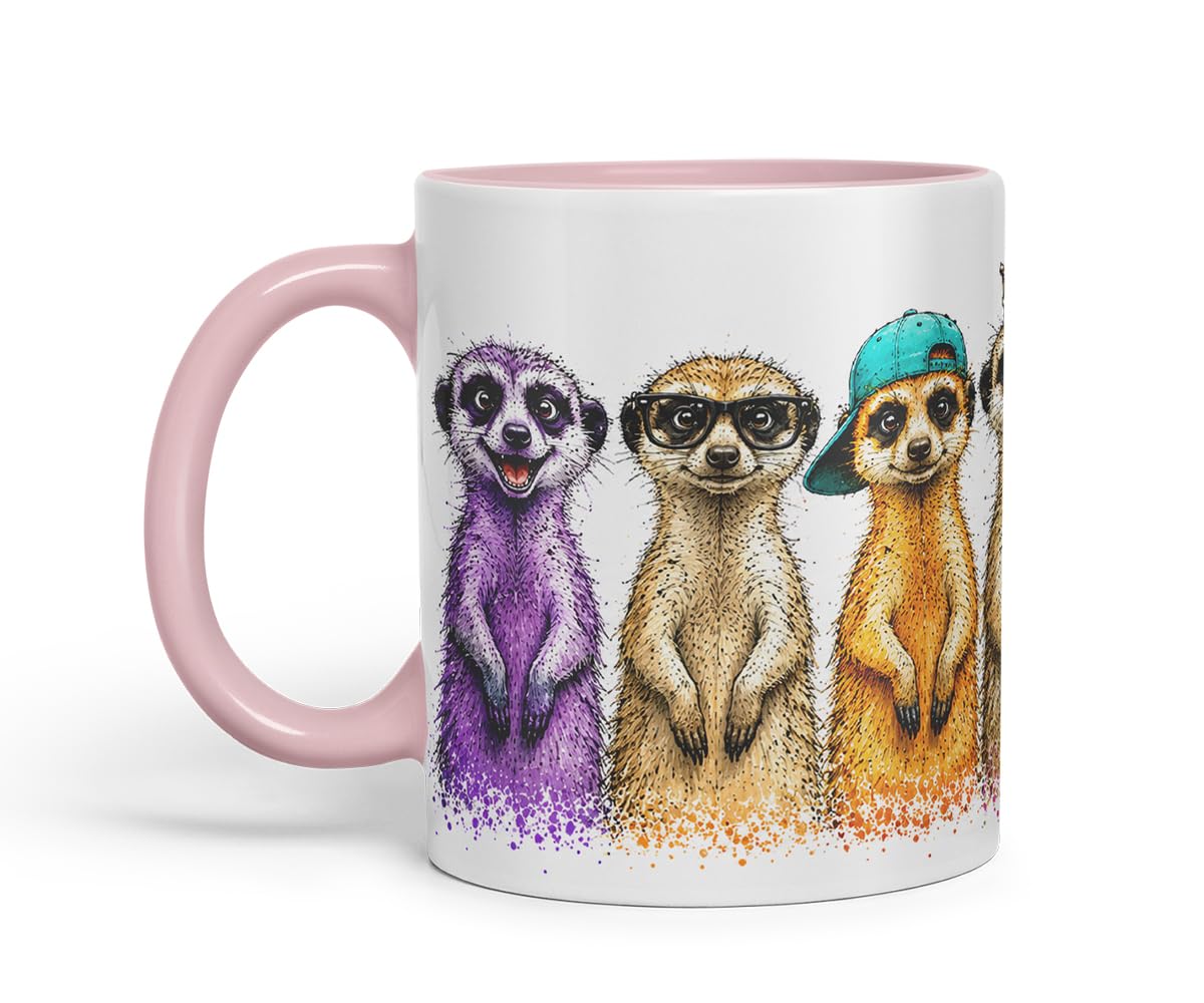 Meerkat Mug – Cute Meerkat Coloured Ceramic Mug Cup Gift, 11oz (Black)