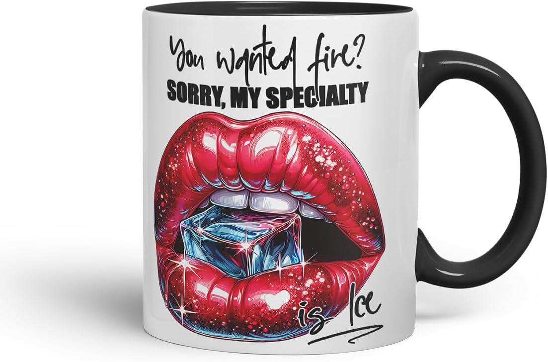 Vixar Sorry My Specialty is Ice Mug – Coloured Ceramic Mug Cup Gift, 11oz (Black)