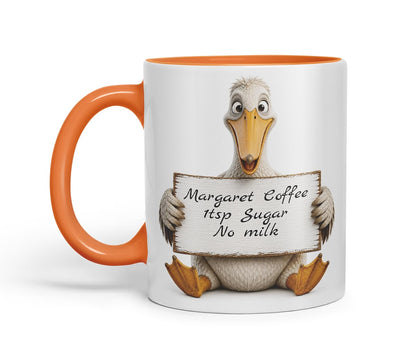 Vixar Personalised Pelican Mug with Name or Custom Message – Cute Animal Coloured Ceramic Mug Cup Gift, 11oz (Black)