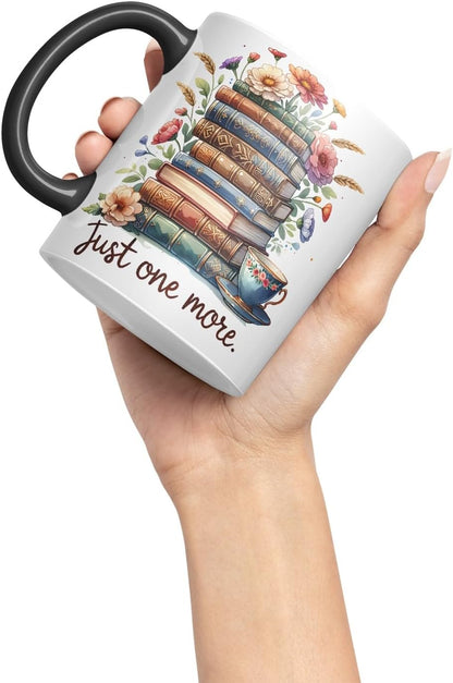 Vixar Just One More Chapter Coloured Mug Cup Cozy Reading Gift 11oz (Black)