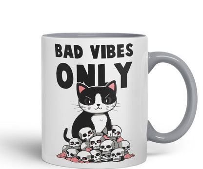 Bad Vibes Cats Sarcastic Joke Ceramic Coloured Mug Cup for Tea Coffee Hot Brew 330ml 11oz