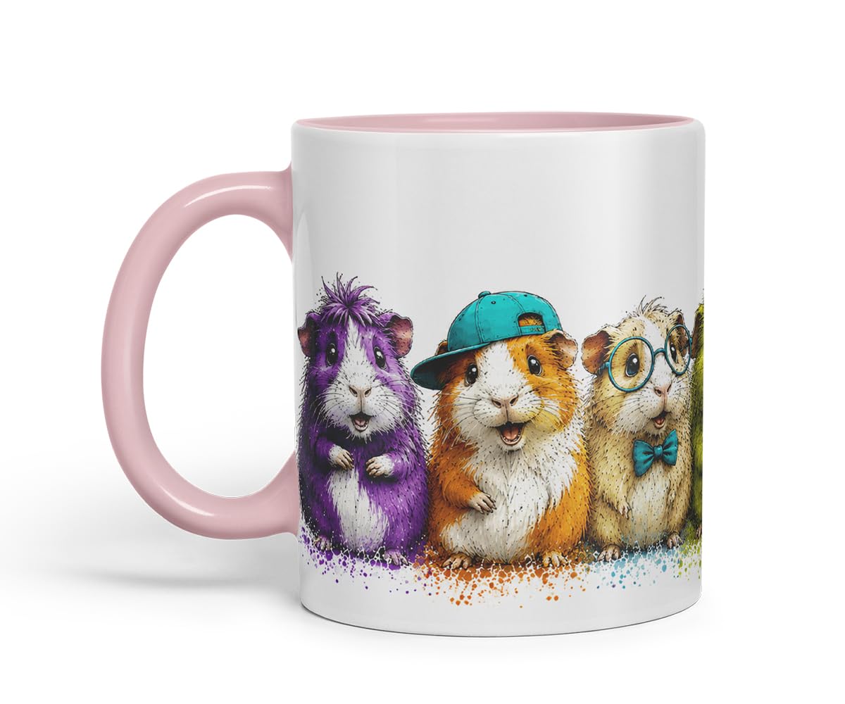 Vixar Guinea Pig Mug – Cute Guinea Pig Animal Coloured Ceramic Mug Cup Gift, 11oz (Black)