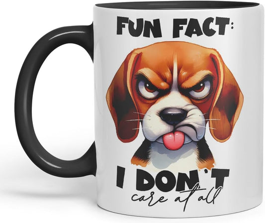 Vixar Fun Fact: I Don’t Care at All Dog Coloured Ceramic Mug Cup 11oz Funny Sarcastic Gift (Black)