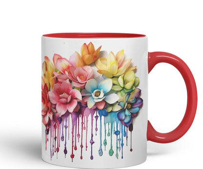 Vixar Magnolia Romantic Bloom Mug Coloured Ceramic Mug Cup Gift, 11oz (Gold Yellow)