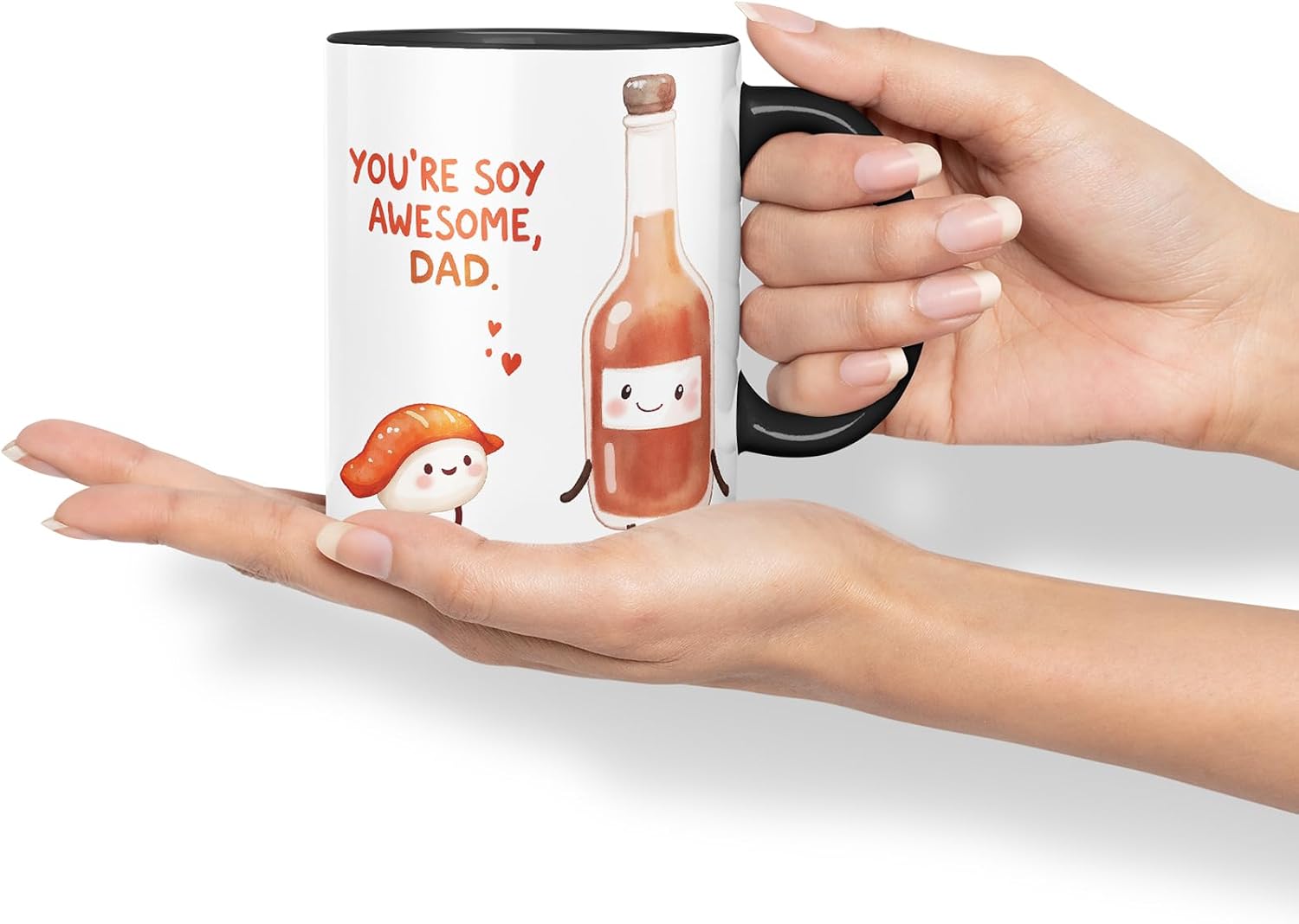 Vixar You're Soy Awesome Dad Funny Sushi Soy Sauce Father's Day Mug – Coloured Mug Cup Gift, 11oz (Black)