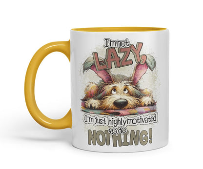 Vixar I'm Not Lazy I'm Just Highly Motivated to Do Nothing Funny Dog Dogs – Coloured Ceramic Mug Cup Gift, 11oz (Black)