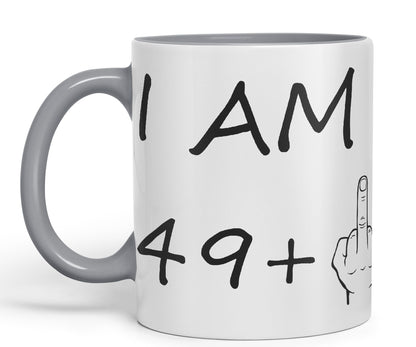 Vixar I am 49 + 1 Man Male Hand Ceramic 330 ml, 11oz Coloured Mug Cup Gift Coffee Tea Happy Birthday Turning 50 Years Old as a Joke Celebration 50th Birthday Gift idea