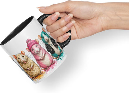 Vixar Rat Mug – Cute Rat Coloured Ceramic Mug Cup Gift, 11oz (Black)